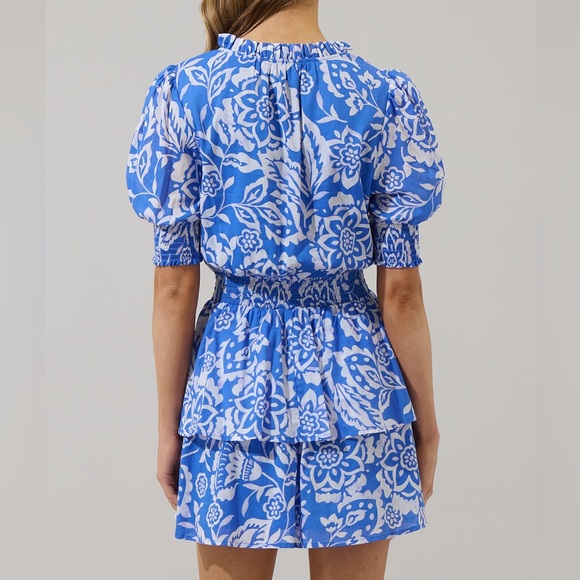 SUGARLIPS Marny Floral Rai Ruffle Mini Dress women’s medium - Picture 9 of 10